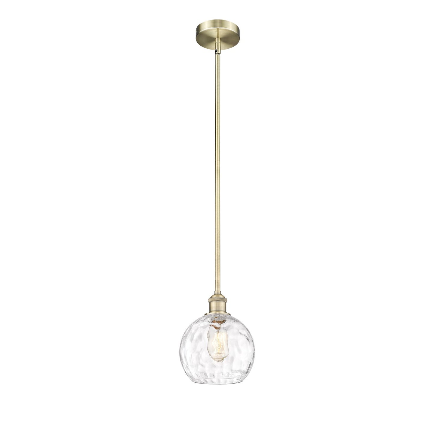Innovations Athens Water Glass 8in 1-Light Mini Pendant | Industrial Antique Brass Steel and Clear Glass | Kitchen Island & | Model 616-1S-AB-G1215-8