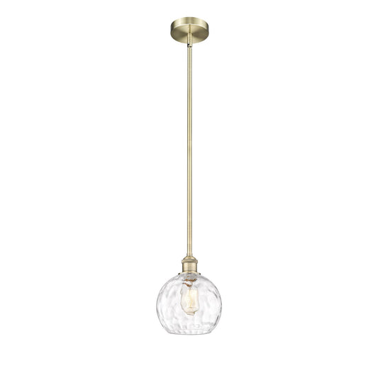 Innovations Athens Water Glass 8in 1-Light Mini Pendant | Industrial Antique Brass and Clear Glass | Kitchen Island & Dining | Model 616-1S-AB-G1215-8-LED