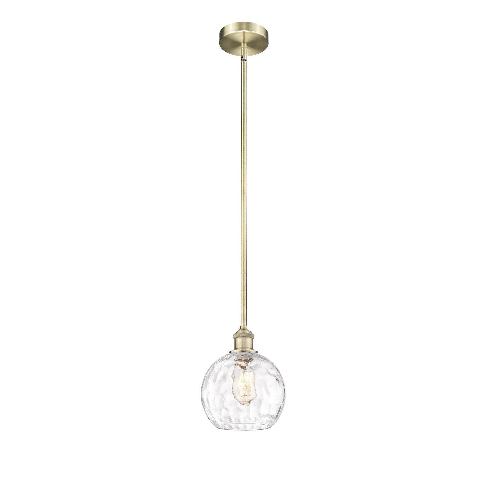 Innovations Athens Water Glass 8in 1-Light Mini Pendant | Industrial Antique Brass and Clear Glass | Kitchen Island & Dining | Model 616-1S-AB-G1215-8-LED