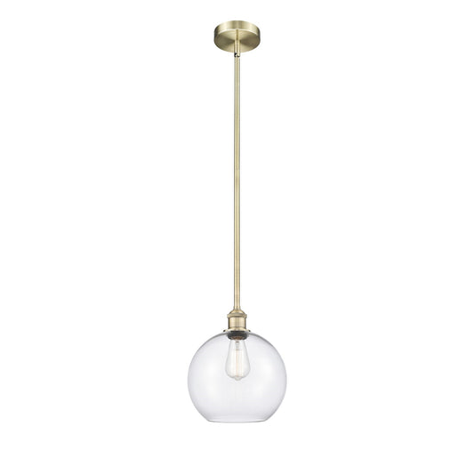 Innovations Athens 10in 1-Light Mini Pendant | Industrial Antique Brass Steel and Clear Glass | Kitchen Island & Dining Room | Model 616-1S-AB-G122-10