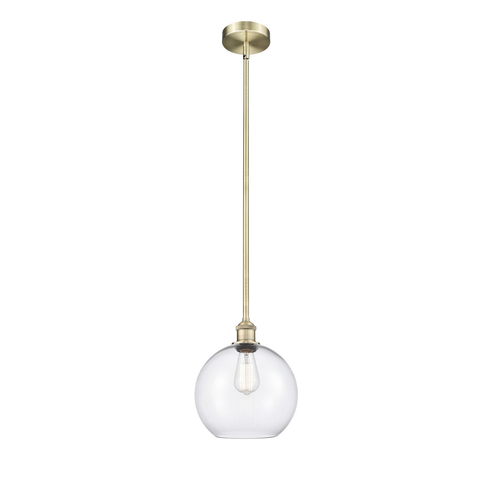 Innovations Athens 10in 1-Light Mini Pendant | Industrial Antique Brass Steel and Clear Glass | Kitchen Island & Dining Room | Model 616-1S-AB-G122-10