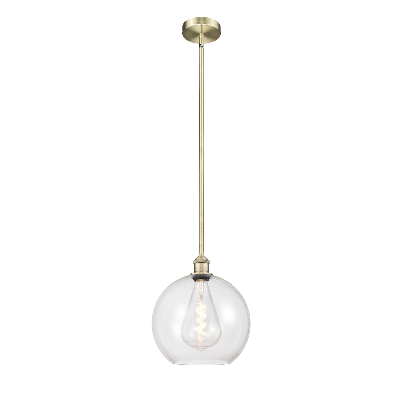 Innovations Athens 12in 1-Light Mini Pendant | Industrial Antique Brass and Clear Glass | Kitchen Island & Dining Room | 11.75 x | Model 616-1S-AB-G122-12