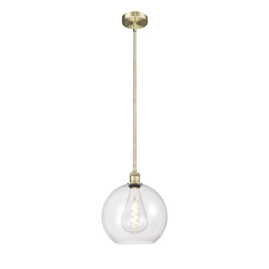 Innovations Athens 12in 1-Light Mini Pendant | Industrial Antique Brass and Clear Glass | Kitchen Island & Dining Room | 11.75 x | Model 616-1S-AB-G122-12