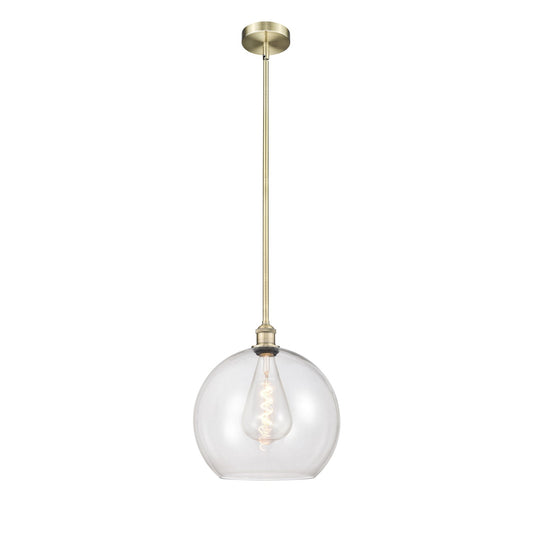 Innovations Athens 14in 1-Light Pendant | Industrial Antique Brass Steel and Clear Glass | Kitchen Island & Dining Room | 13.75 | Model 616-1S-AB-G122-14
