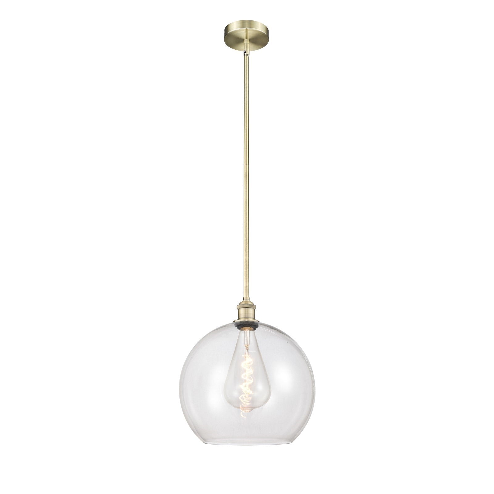 Innovations Athens 14in 1-Light Pendant | Industrial Antique Brass Steel and Clear Glass | Kitchen Island & Dining Room | Model 616-1S-AB-G122-14-LED