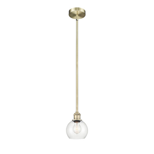 Innovations Athens 6in 1-Light Mini Pendant | Industrial Antique Brass Steel and Clear Glass | Kitchen Island & Dining Room | Model 616-1S-AB-G122-6