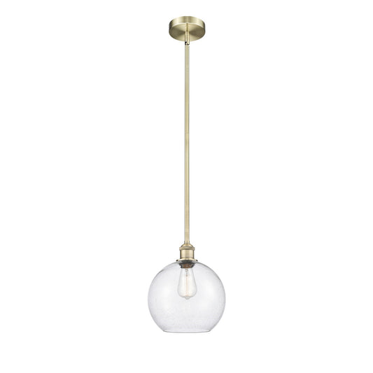 Innovations Athens 10in 1-Light Mini Pendant | Industrial Antique Brass Steel and Seedy Glass | Kitchen Island & Dining Room | Model 616-1S-AB-G124-10