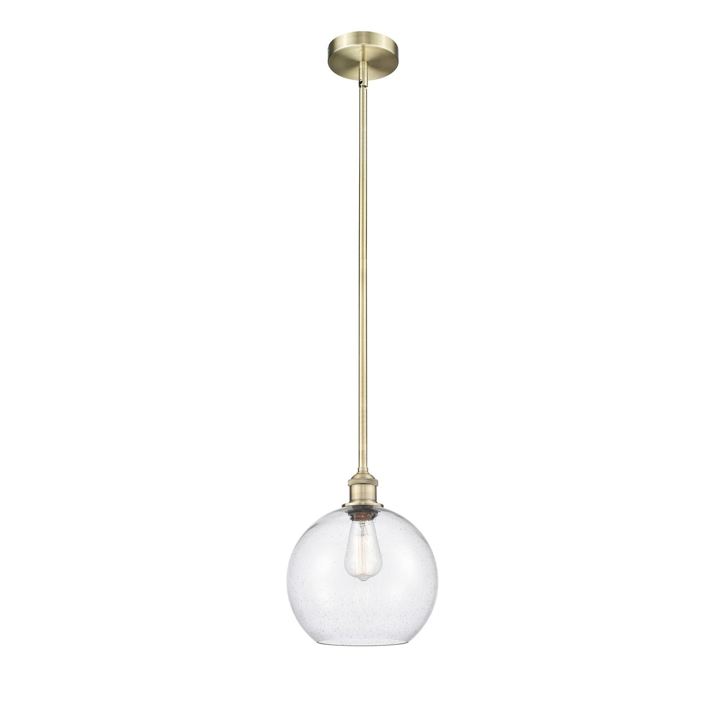 Innovations Athens 10in 1-Light Mini Pendant | Industrial Antique Brass Steel and Seedy Glass | Kitchen Island & Dining Room | Model 616-1S-AB-G124-10