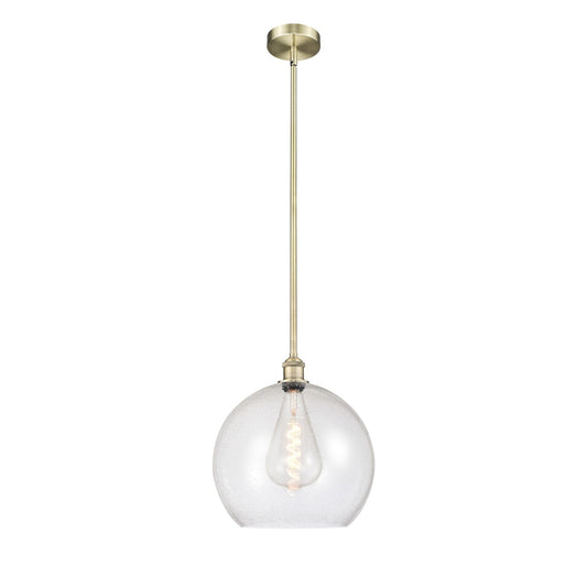 Innovations Athens 14in 1-Light Pendant | Industrial Antique Brass Steel and Seedy Glass | Kitchen Island & Dining Room | 13.75 | Model 616-1S-AB-G124-14