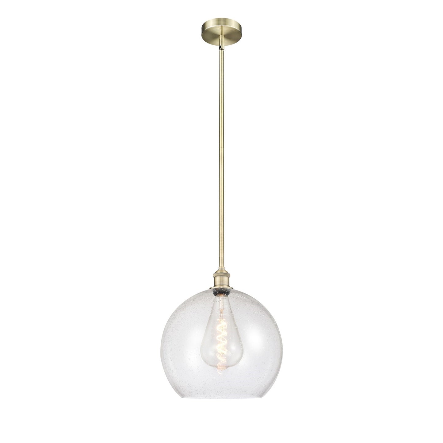 Innovations Athens 14in 1-Light Pendant | Industrial Antique Brass Steel and Seedy Glass | Kitchen Island & Dining Room | Model 616-1S-AB-G124-14-LED