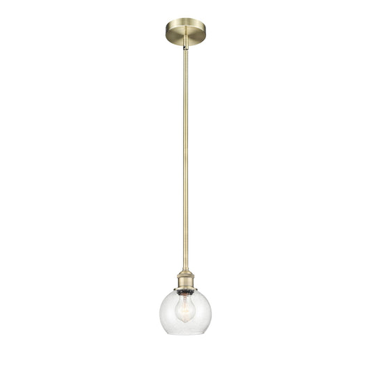 Innovations Athens 6in 1-Light Mini Pendant | Industrial Antique Brass Steel and Seedy Glass | Kitchen Island & Dining Room | Model 616-1S-AB-G124-6