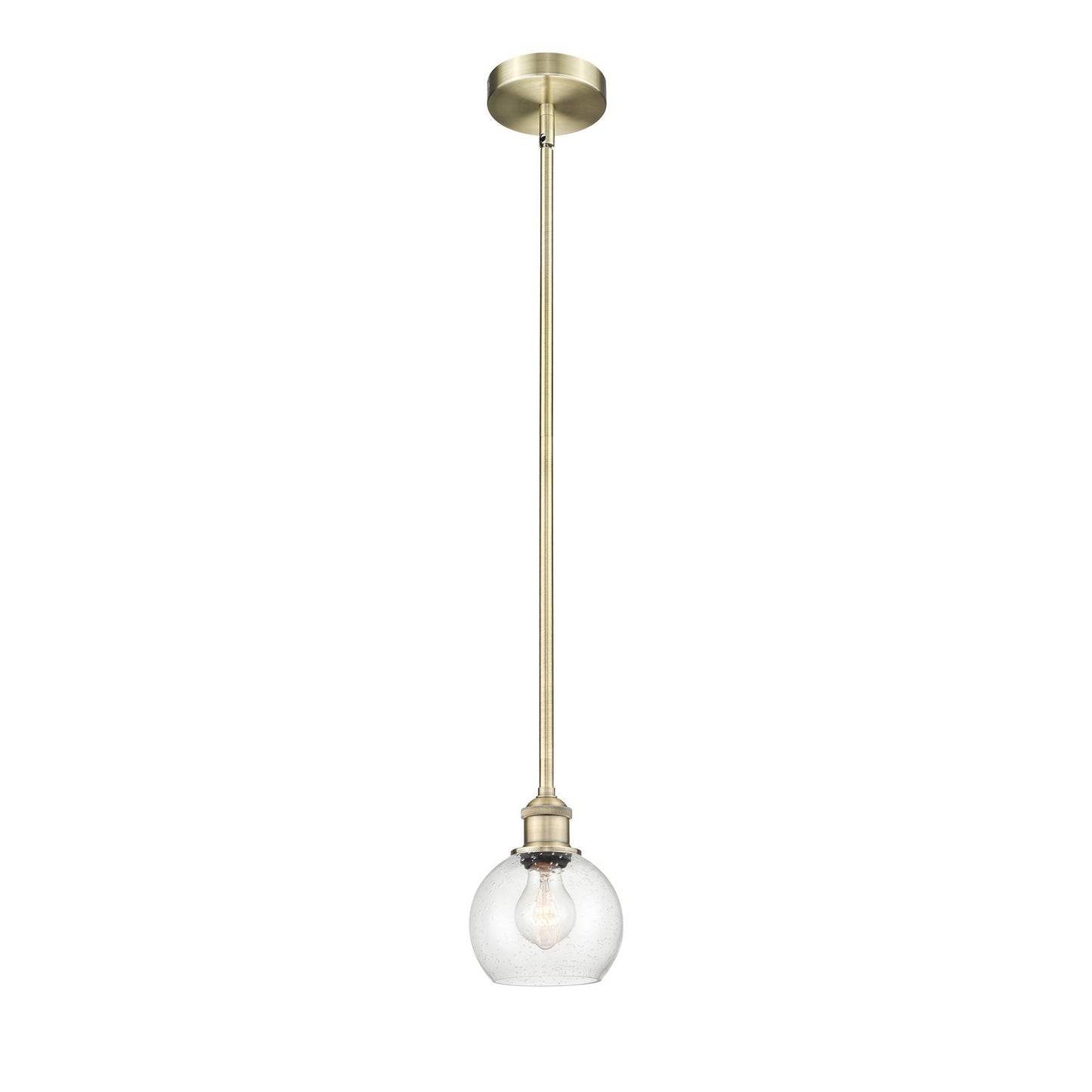 Innovations Athens 6in 1-Light Mini Pendant | Industrial Antique Brass Steel and Seedy Glass | Kitchen Island & Dining Room | Model 616-1S-AB-G124-6