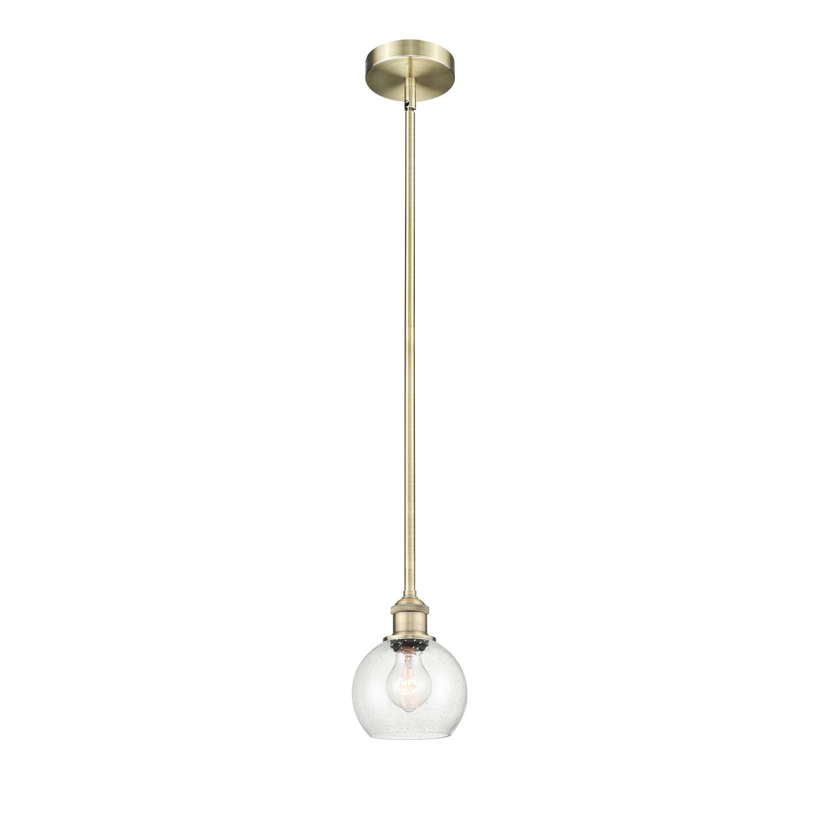 Innovations Athens 6in 1-Light Mini Pendant | Industrial Antique Brass Steel and Seedy Glass | Kitchen Island & Dining Room | Model 616-1S-AB-G124-6