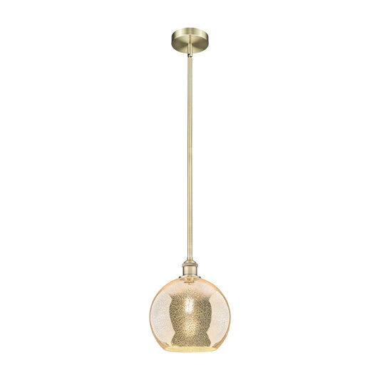 Innovations Athens 10in 1-Light Mini Pendant | Industrial Antique Brass Steel and Mercury Glass | Kitchen Island & Dining Room | Model 616-1S-AB-G128-10