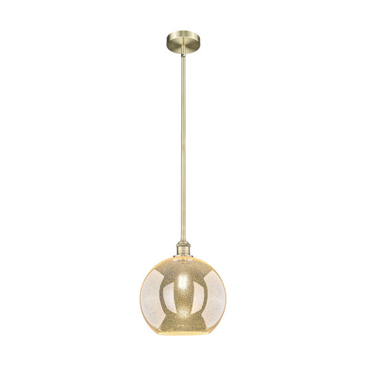 Innovations Athens 12in 1-Light Mini Pendant | Industrial Antique Brass Steel and Mercury Glass | Kitchen Island & Dining Room | Model 616-1S-AB-G128-12