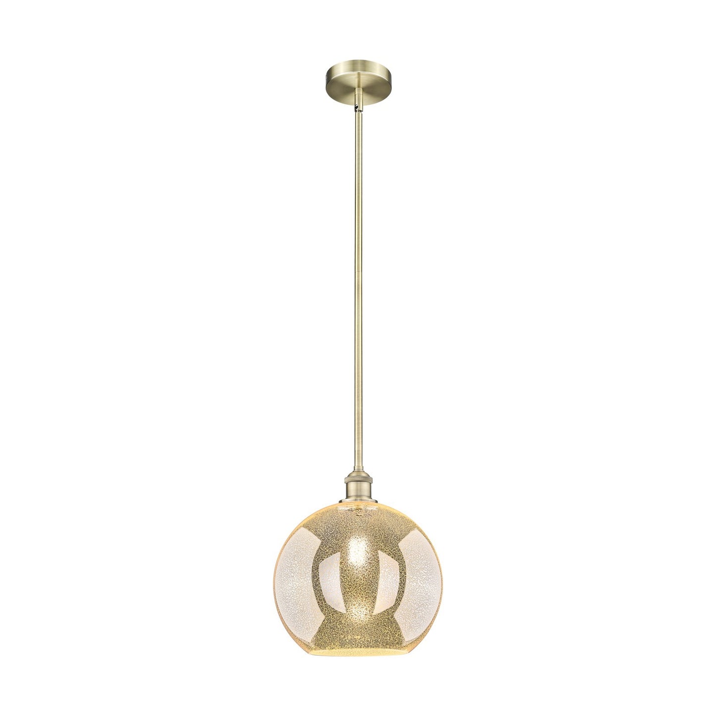 Innovations Athens 12in 1-Light Mini Pendant | Industrial Antique Brass Steel and Mercury Glass | Kitchen Island & Dining Room | Model 616-1S-AB-G128-12