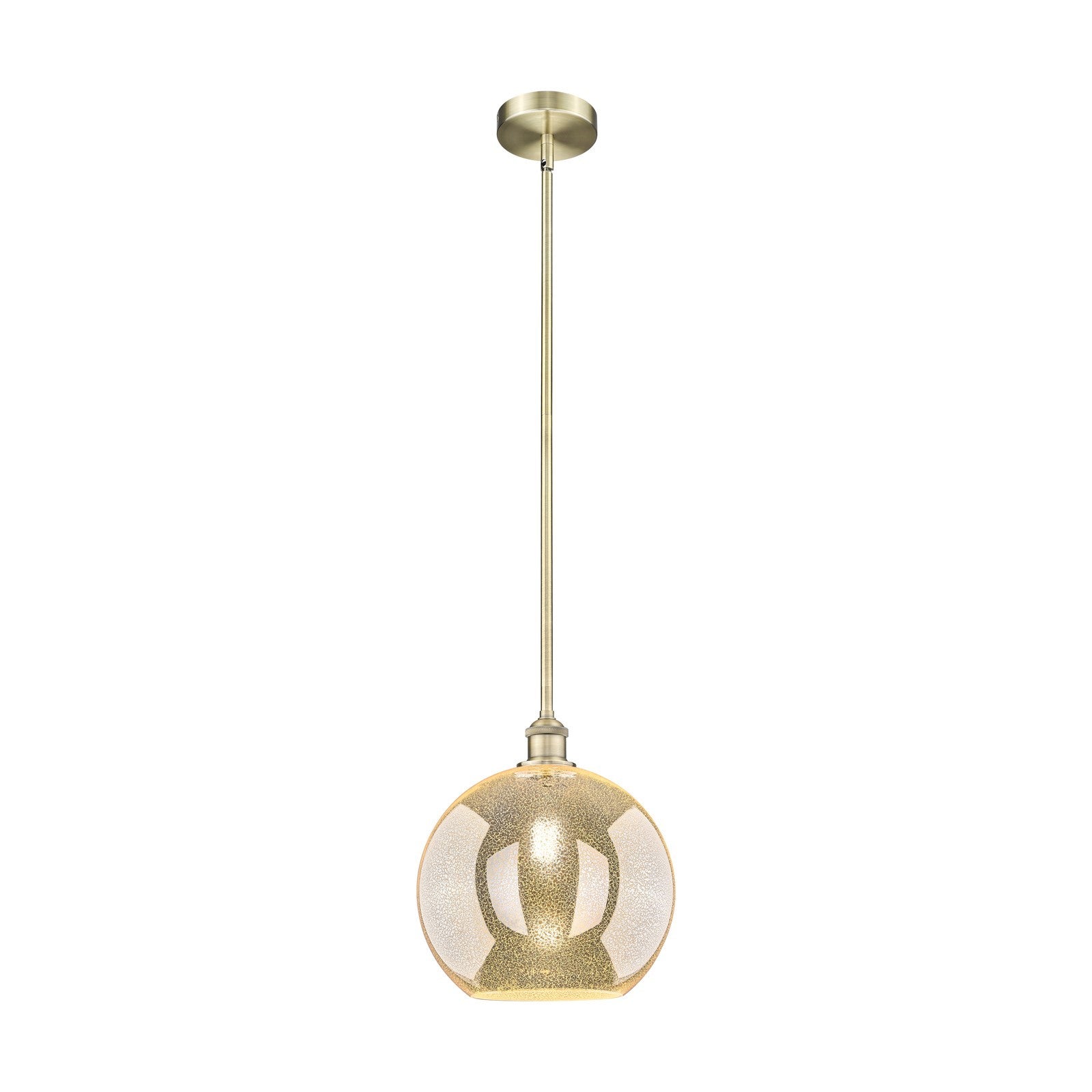 Innovations Athens 12in 1-Light Mini Pendant | Industrial Antique Brass Steel and Mercury Glass | Kitchen Island & Dining Room | Model 616-1S-AB-G128-12