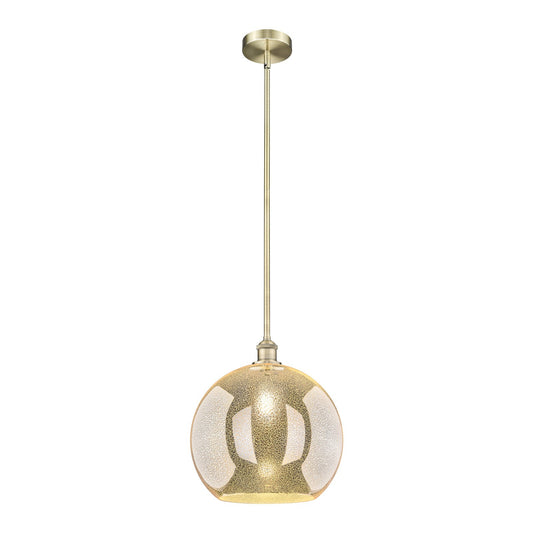 Innovations Athens 14in 1-Light Pendant | Industrial Antique Brass Steel and Mercury Glass | Kitchen Island & Dining Room | Model 616-1S-AB-G128-14