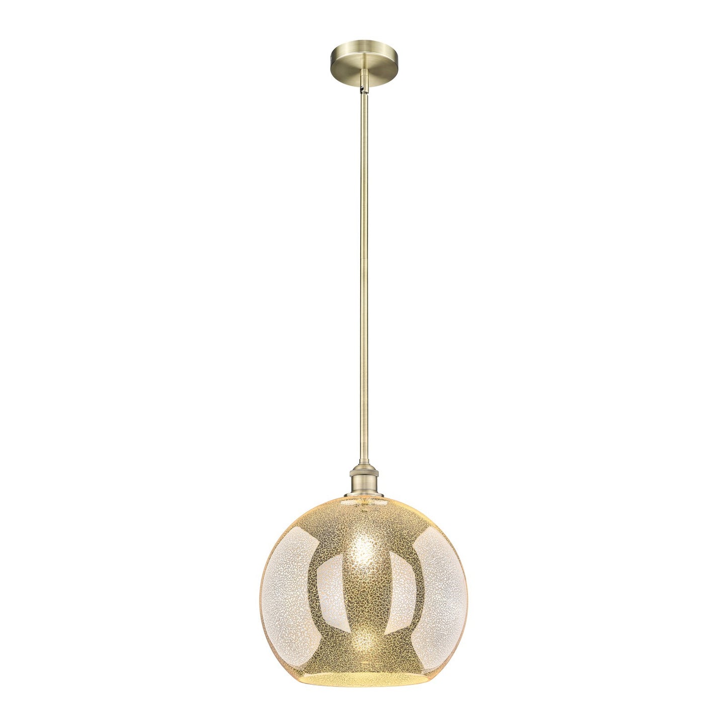 Innovations Athens 14in 1-Light Pendant | Industrial Antique Brass Steel and Mercury Glass | Kitchen Island & Dining Room | Model 616-1S-AB-G128-14