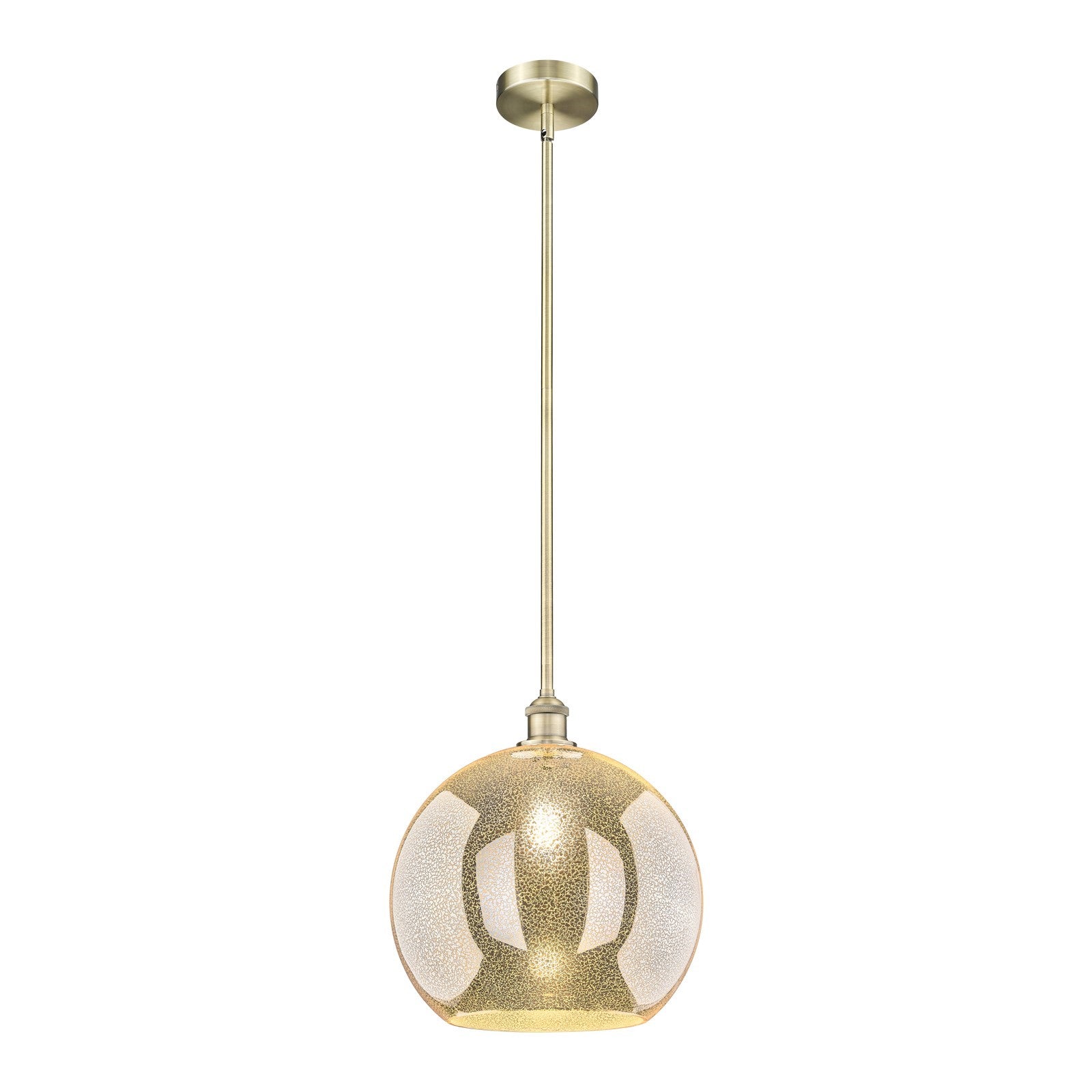 Innovations Athens 14in 1-Light Pendant | Industrial Antique Brass Steel and Mercury Glass | Kitchen Island & Dining Room | Model 616-1S-AB-G128-14