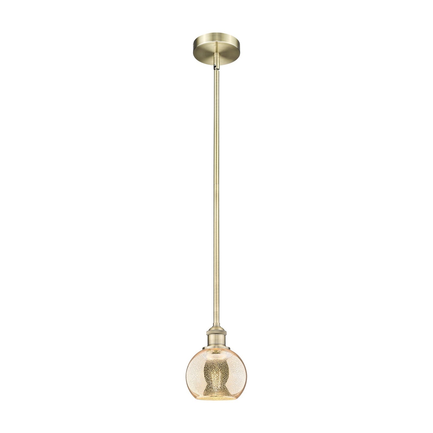 Innovations Athens 6in 1-Light Mini Pendant | Industrial Antique Brass Steel and Mercury Glass | Kitchen Island & Dining Room | Model 616-1S-AB-G128-6