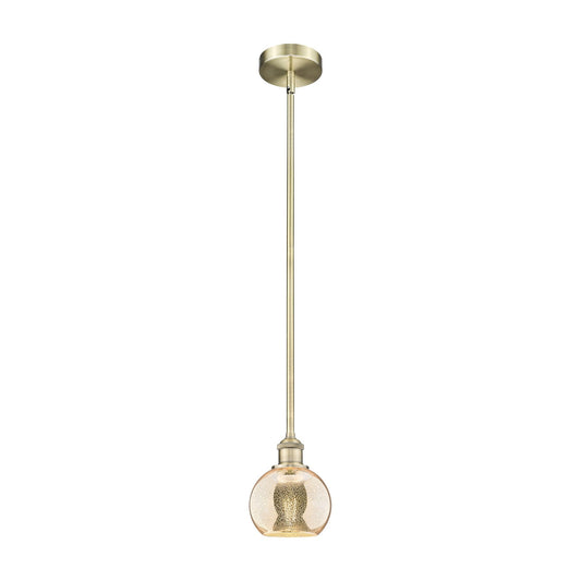 Innovations Athens 6in 1-Light Mini Pendant | Industrial Antique Brass Steel and Mercury Glass | Kitchen Island & Dining Room | Model 616-1S-AB-G128-6