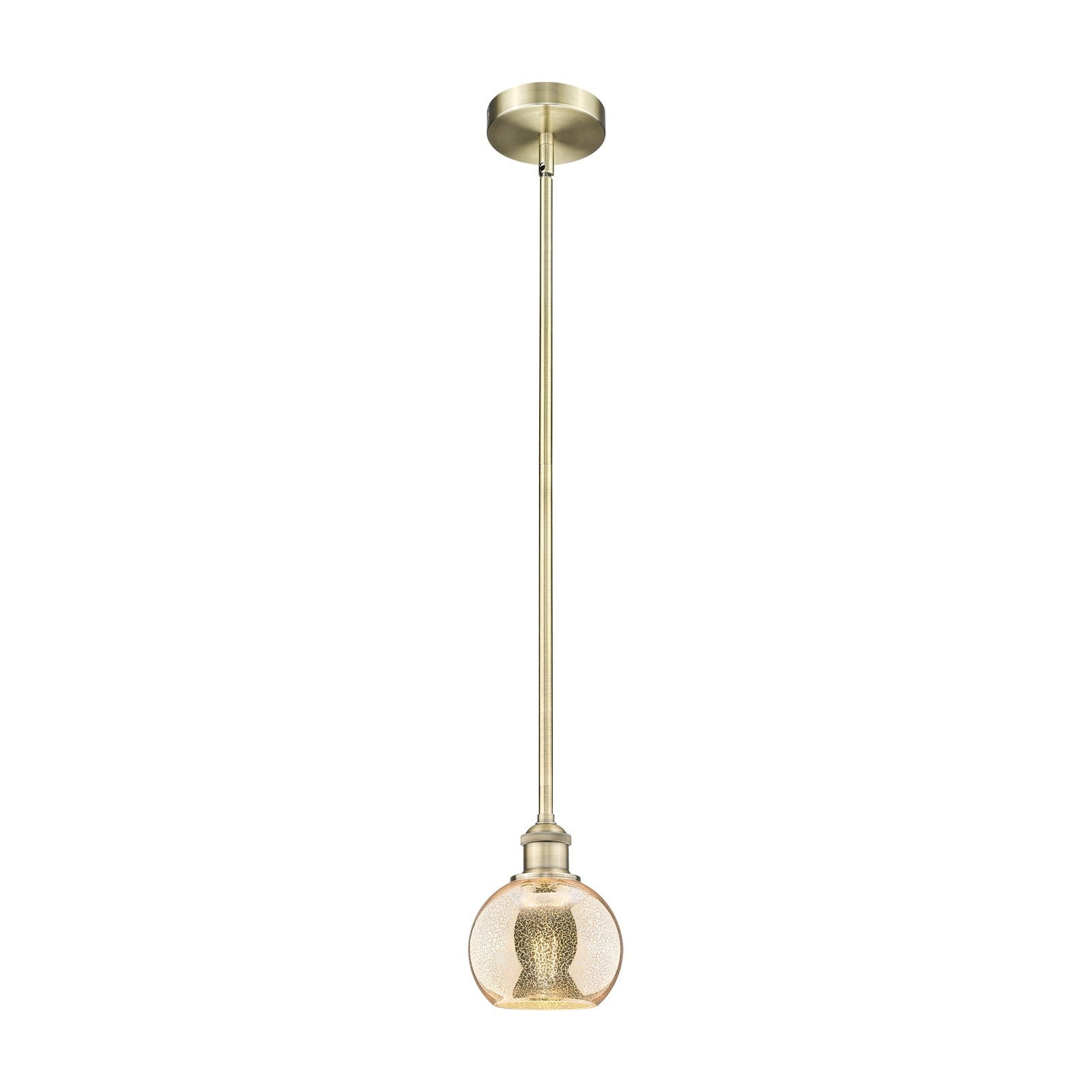 Innovations Athens 6in 1-Light Mini Pendant | Industrial Antique Brass Steel and Mercury Glass | Kitchen Island & Dining Room | Model 616-1S-AB-G128-6
