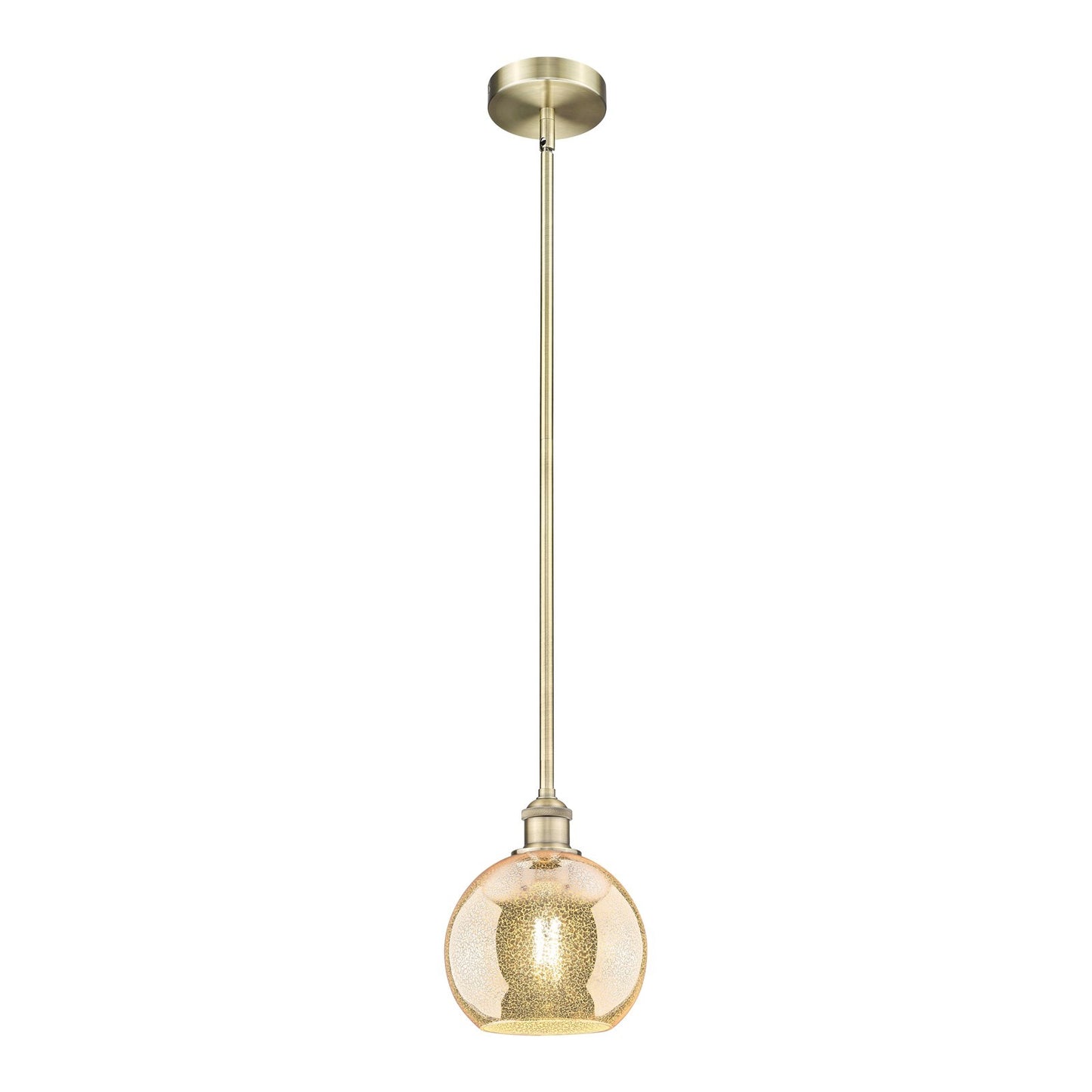 Innovations Athens 8in 1-Light Mini Pendant | Industrial Antique Brass Steel and Mercury Glass | Kitchen Island & Dining Room | 8 | Model 616-1S-AB-G128-8