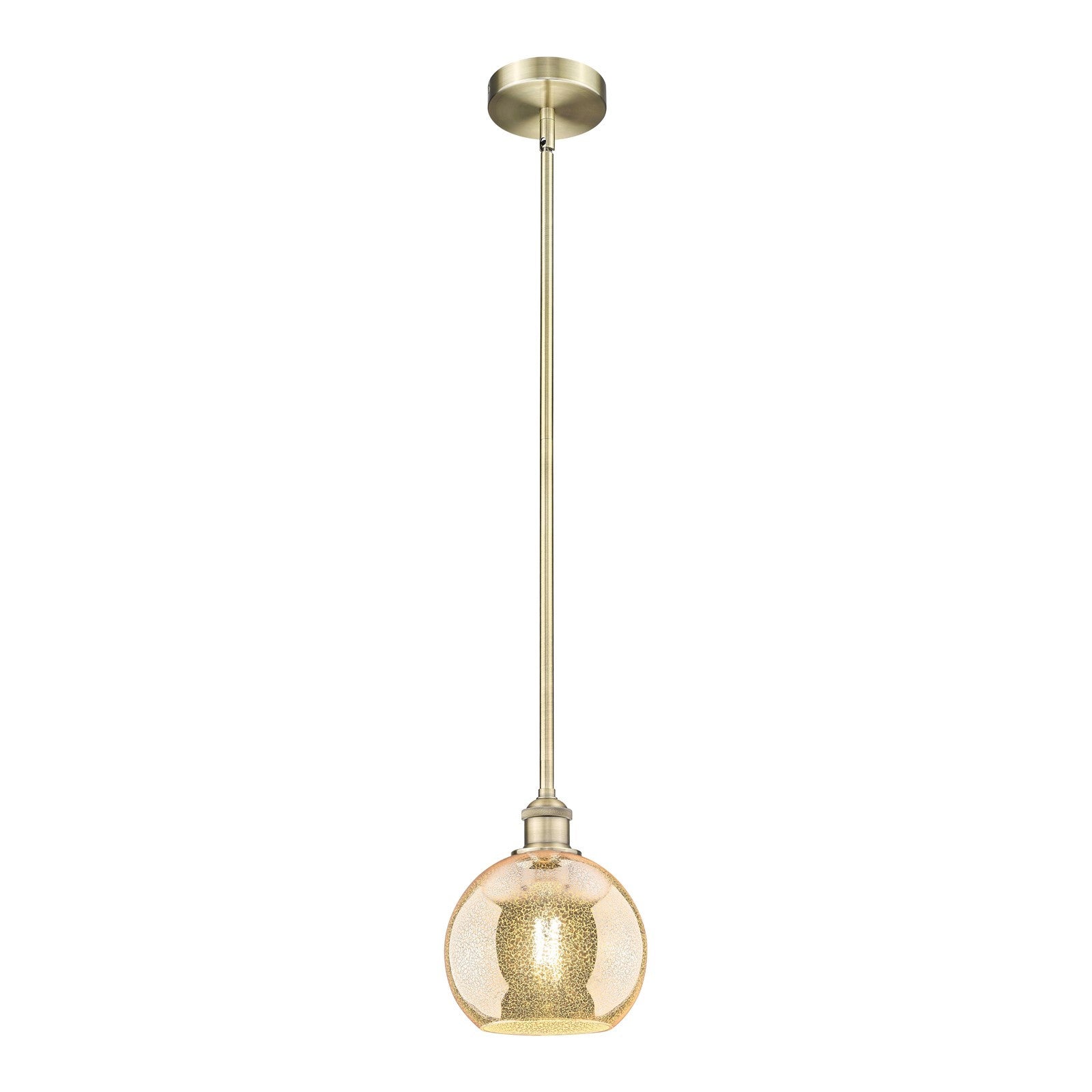 Innovations Athens 8in 1-Light Mini Pendant | Industrial Antique Brass Steel and Mercury Glass | Kitchen Island & Dining Room | 8 | Model 616-1S-AB-G128-8