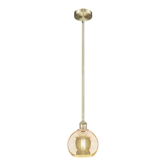 Innovations Athens 8in 1-Light Mini Pendant | Industrial Antique Brass Steel and Mercury Glass | Kitchen Island & Dining Room | 8 | Model 616-1S-AB-G128-8