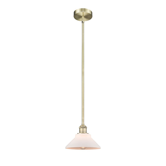 Innovations Orwell 8.38in 1-Light Mini Pendant | Industrial Antique Brass Steel and Matte White Glass | Kitchen Island & Dining | Model 616-1S-AB-G131-LED