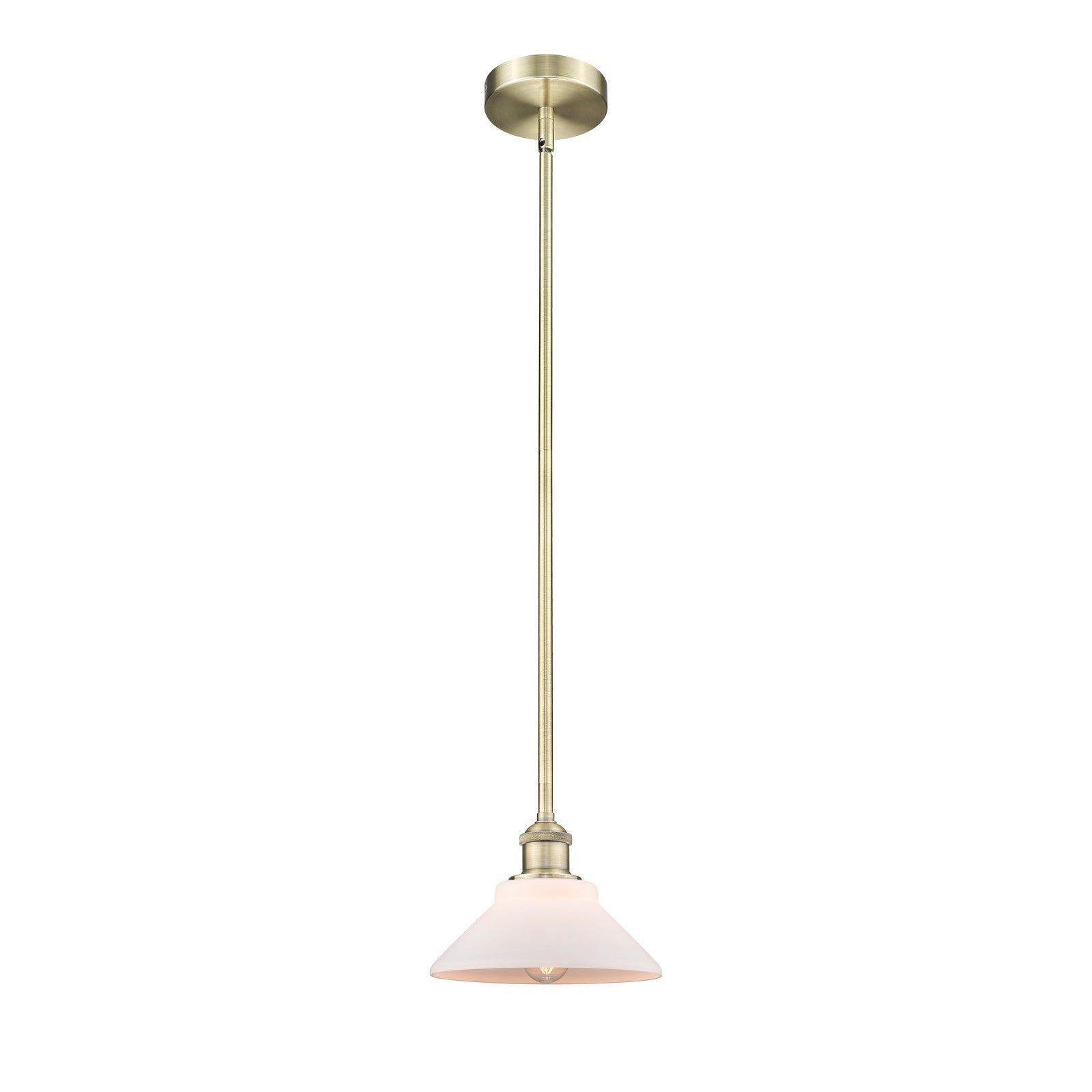 Innovations Orwell 8.38in 1-Light Mini Pendant | Industrial Antique Brass Steel and Matte White Glass | Kitchen Island & Dining | Model 616-1S-AB-G131-LED