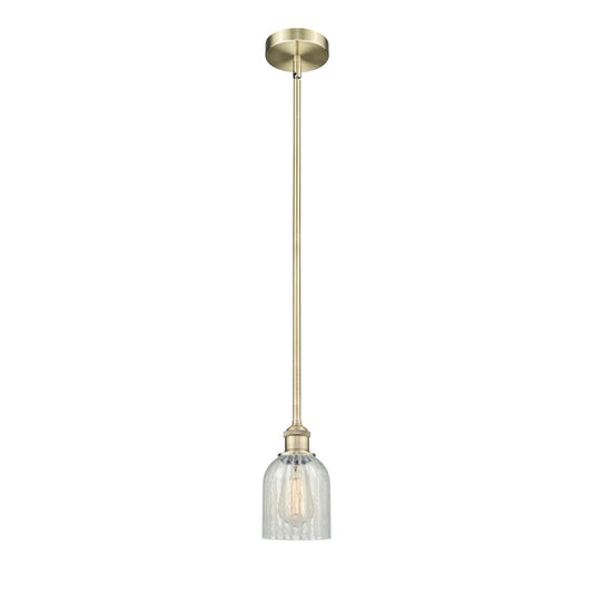 Innovations Caledonia 5in 1-Light Mini Pendant | Industrial Antique Brass Steel and Mouchette Glass | Kitchen Island & Dining | Model 616-1S-AB-G2511-LED