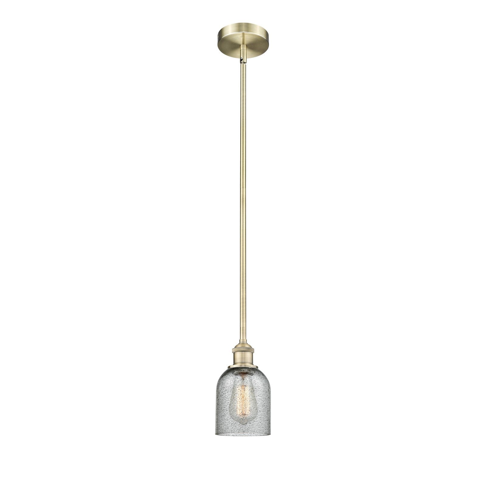 Innovations Caledonia 5in 1-Light Mini Pendant | Industrial Antique Brass Steel and Charcoal Glass | Kitchen Island & Dining Room | Model 616-1S-AB-G257