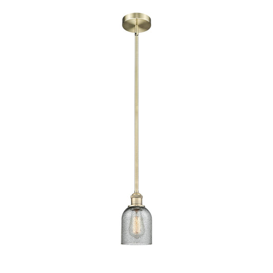 Innovations Caledonia 5in 1-Light Mini Pendant | Industrial Antique Brass Steel and Charcoal Glass | Kitchen Island & Dining | Model 616-1S-AB-G257-LED