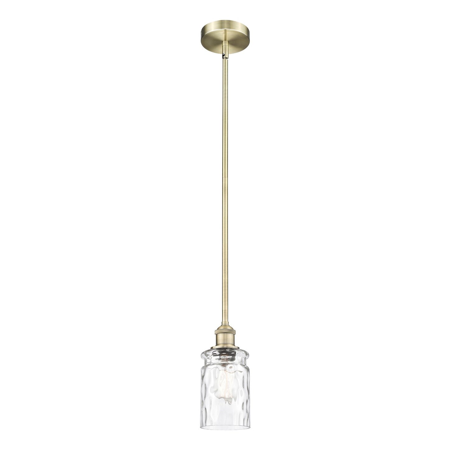 Innovations Candor 1-Light Mini Pendant | Industrial Antique Brass Steel and Clear Waterglass Frosted Glass | Kitchen Island & | Model 616-1S-AB-G352