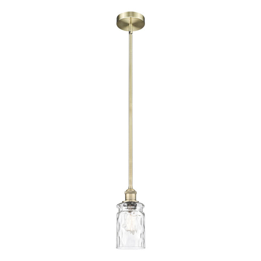 Innovations Candor 1-Light Mini Pendant | Industrial Antique Brass Steel and Clear Waterglass Frosted Glass | Kitchen Island & | Model 616-1S-AB-G352