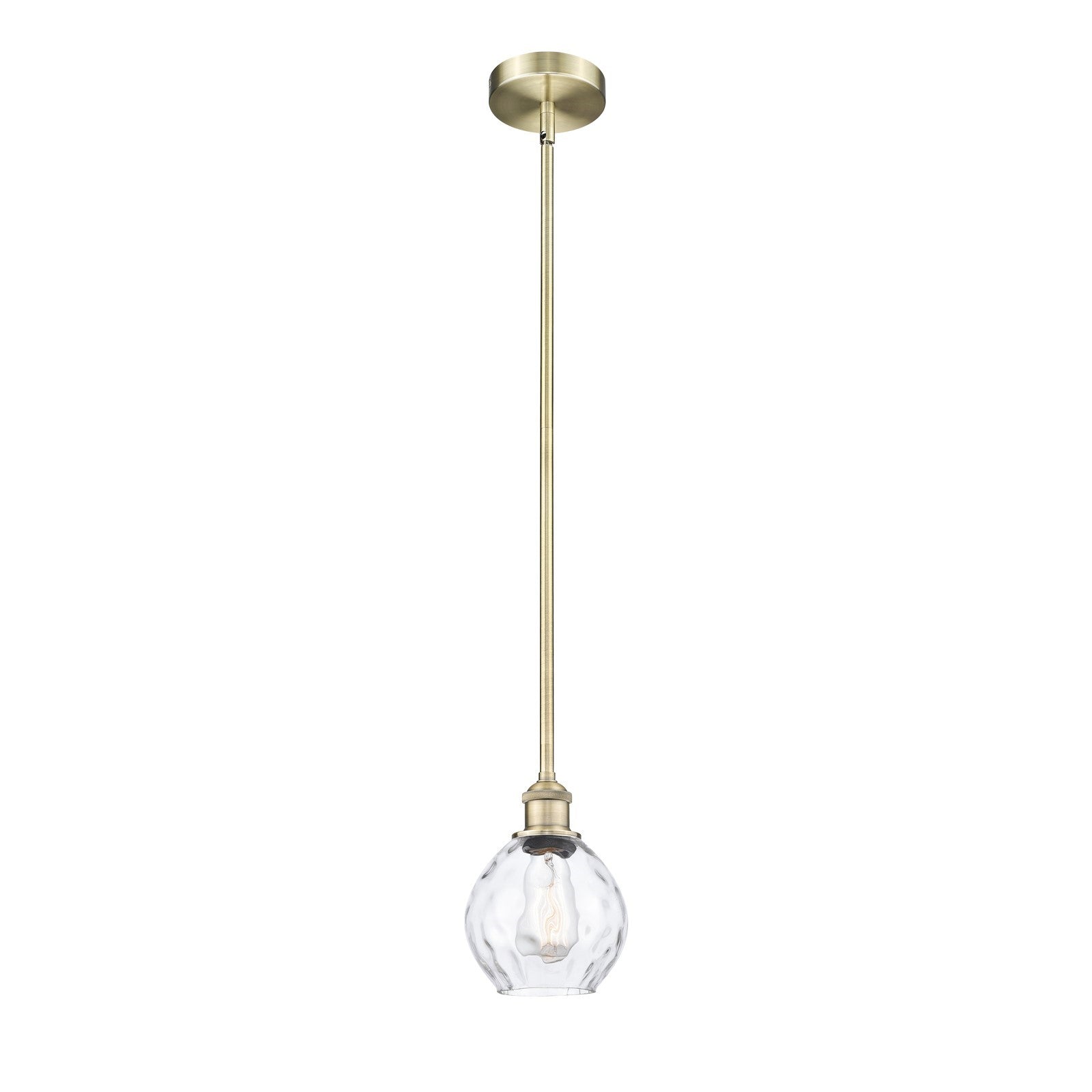 Innovations Waverly 6in 1-Light Mini Pendant | Industrial Antique Brass Steel and Clear Water Glass | Kitchen Island & Dining | Model 616-1S-AB-G362-LED