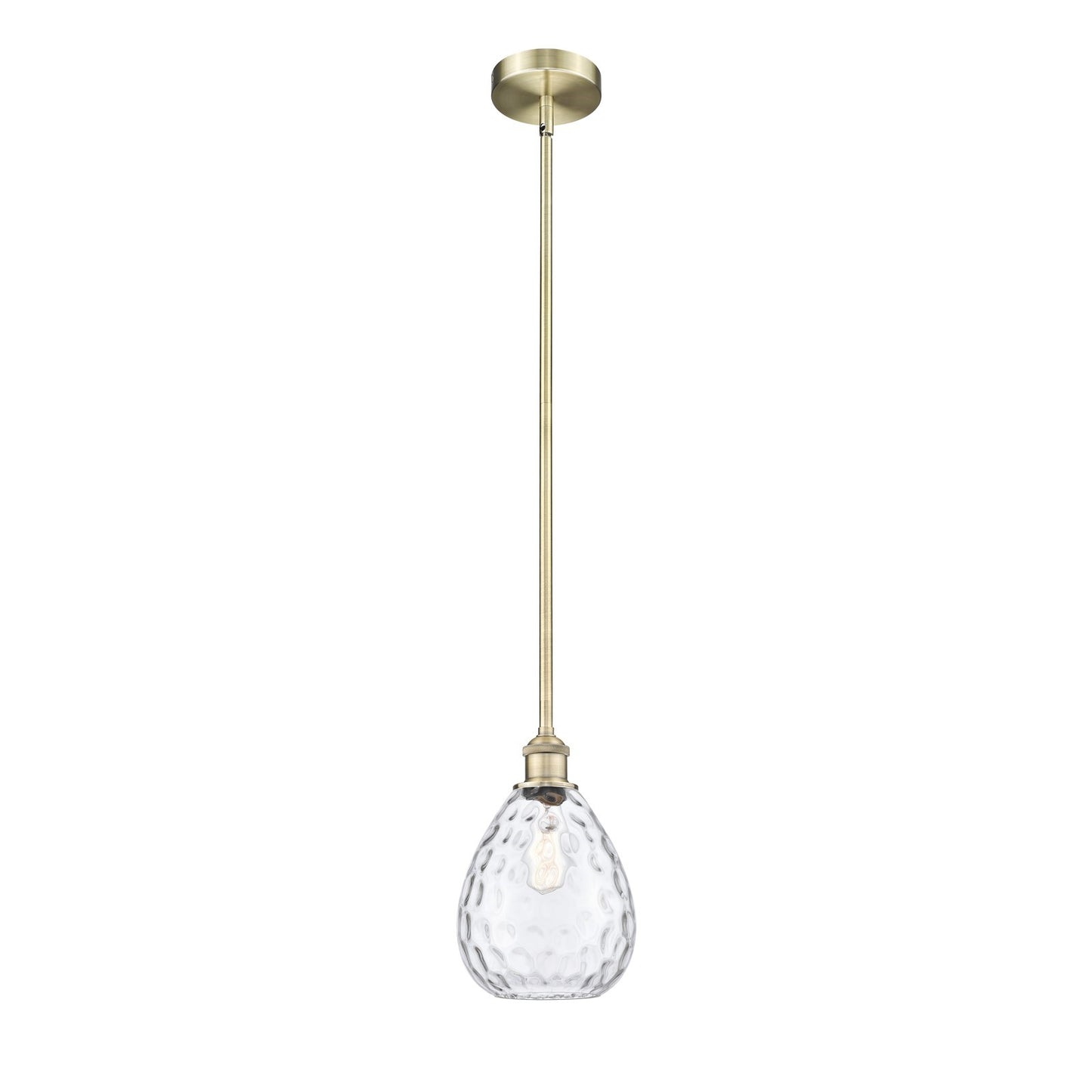 Innovations Waverly 8in 1-Light Mini Pendant | Industrial Antique Brass Steel and Clear Glass | Kitchen Island & Dining Room | 8 x | Model 616-1S-AB-G372