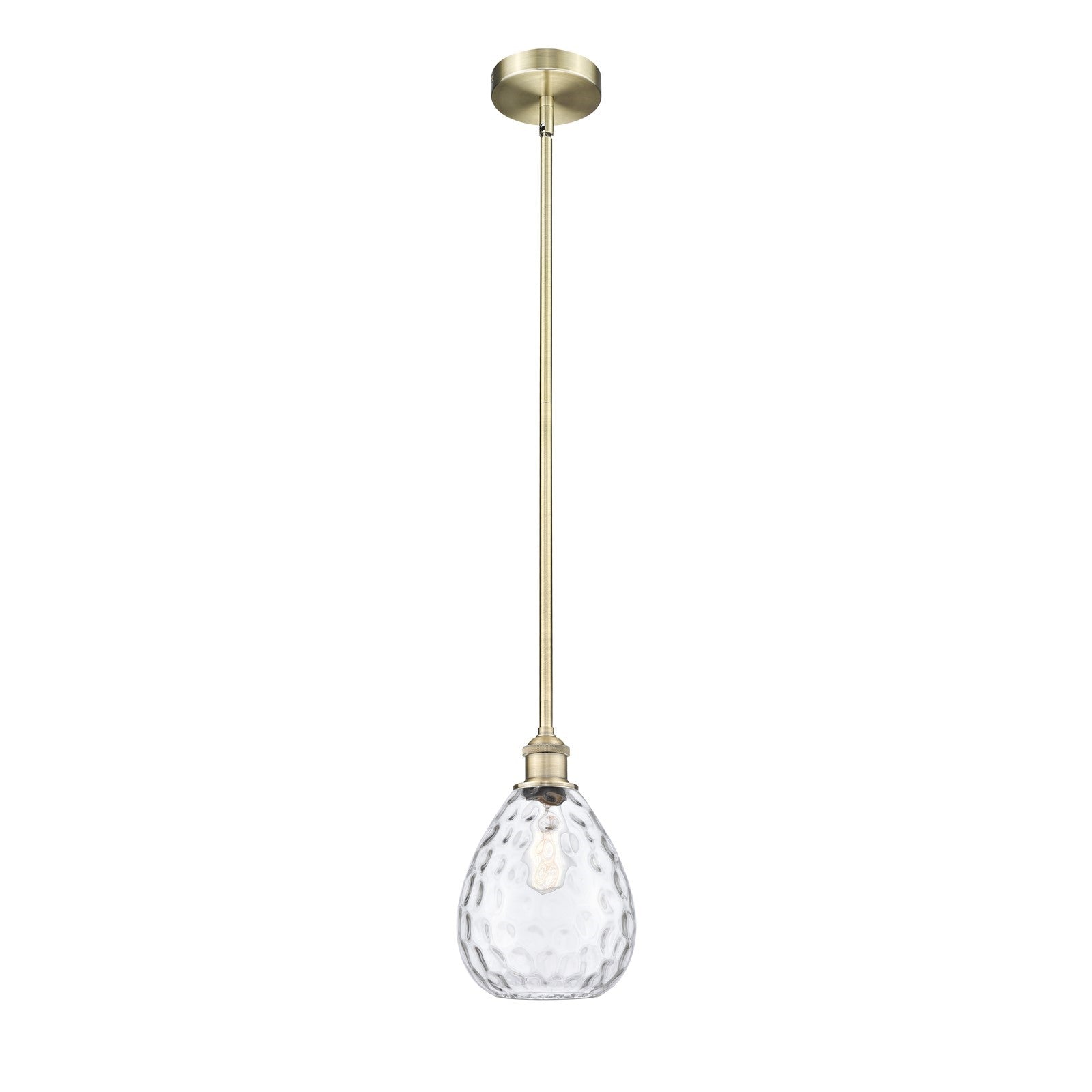 Innovations Waverly 8in 1-Light Mini Pendant | Industrial Antique Brass Steel and Clear Glass | Kitchen Island & Dining Room | 8 x | Model 616-1S-AB-G372