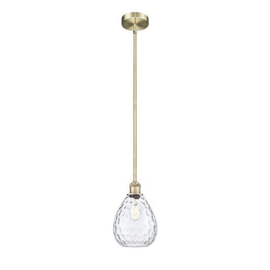 Innovations Waverly 8in 1-Light Mini Pendant | Industrial Antique Brass Steel and Clear Glass | Kitchen Island & Dining Room | Model 616-1S-AB-G372-LED