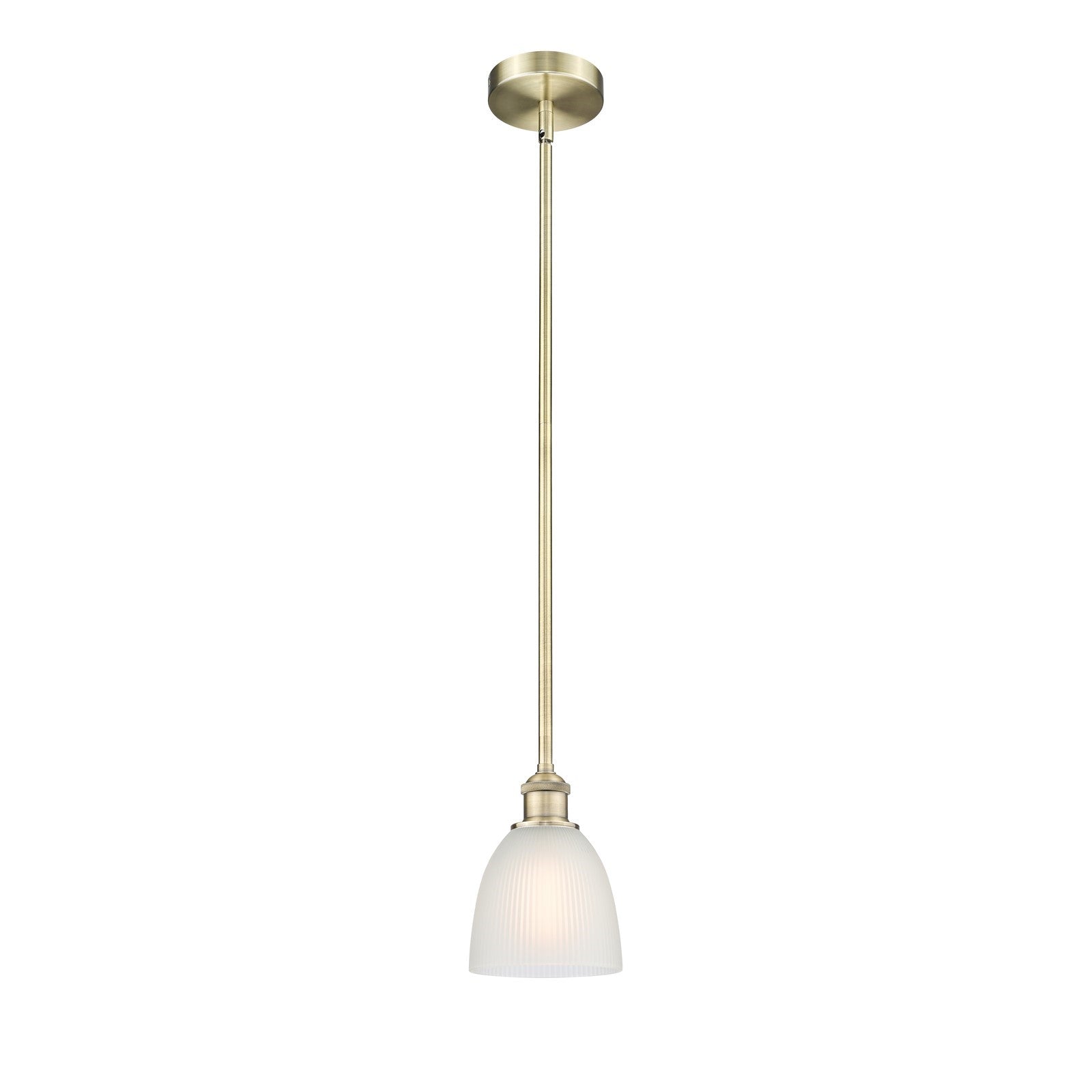 Innovations Castile 6in 1-Light Mini Pendant | Industrial Antique Brass Steel and White Glass | Kitchen Island & Dining Room | Model 616-1S-AB-G381-LED
