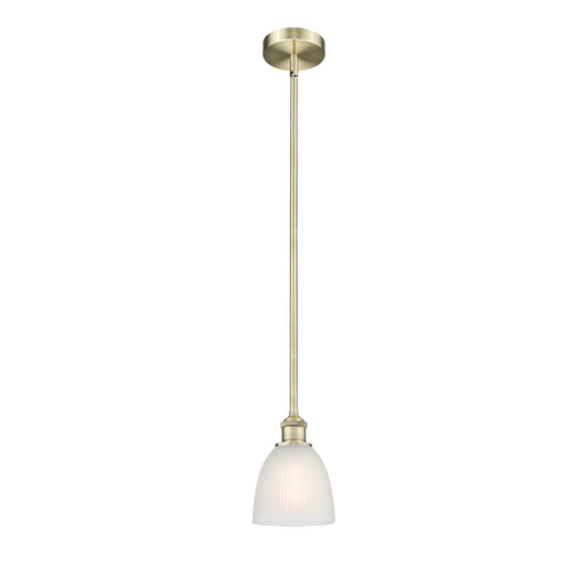 Innovations Castile 6in 1-Light Mini Pendant | Industrial Antique Brass Steel and White Glass | Kitchen Island & Dining Room | Model 616-1S-AB-G381-LED