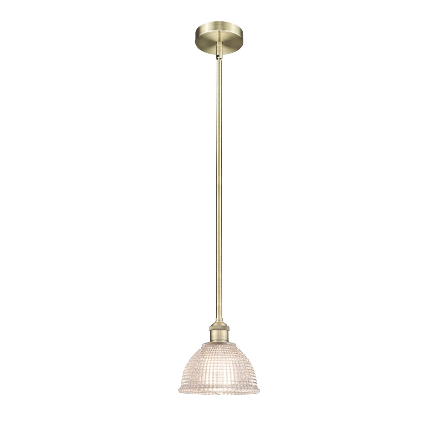 Innovations Lighting Arietta 8in 1-Light Mini Pendant | Industrial Antique Brass Steel and Clear Glass | Kitchen Island & Breakfast | Model 616-1S-AB-G422