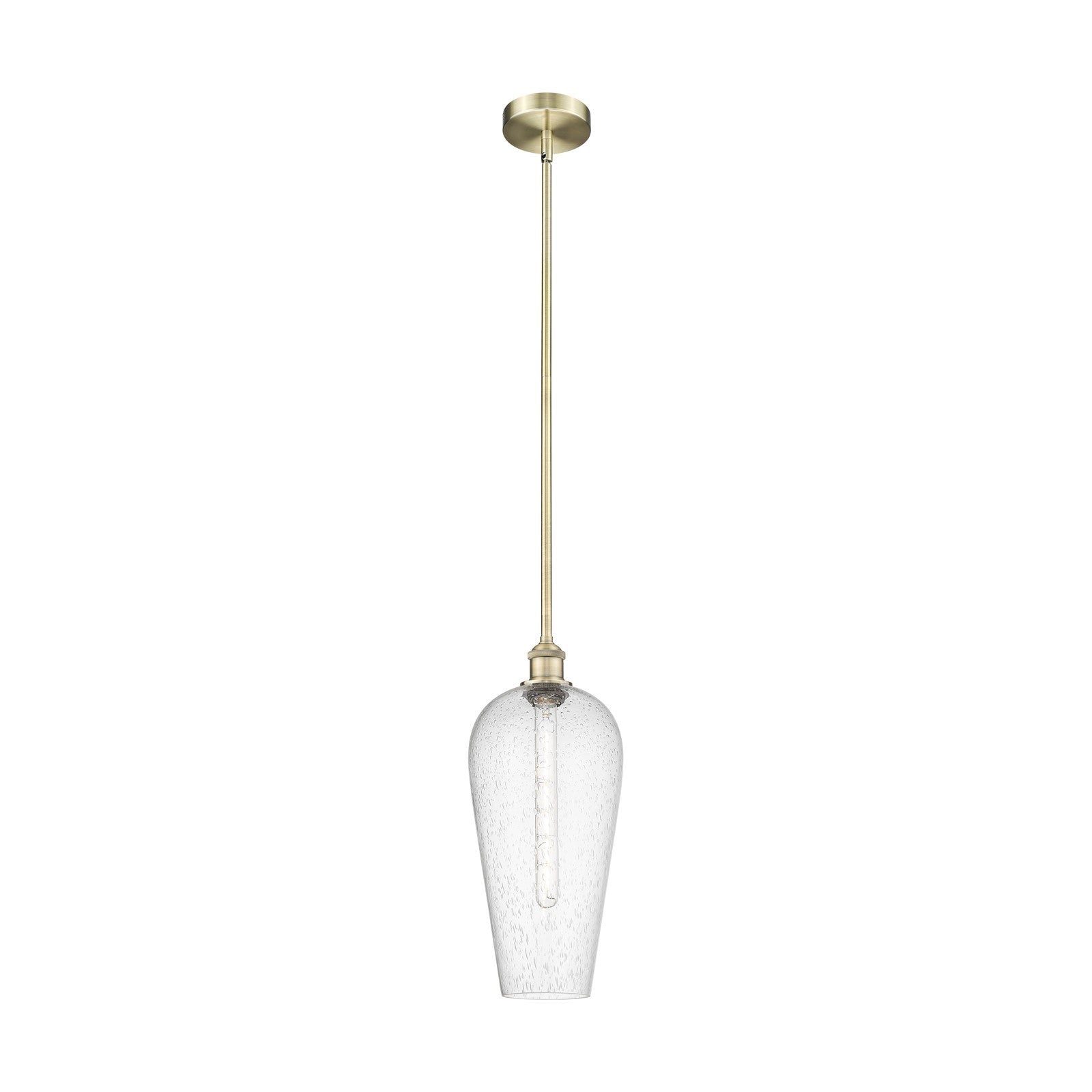 Innovations Chelsea 8in 1-Light Mini Pendant | Industrial Antique Brass Steel and Seedy Glass | Kitchen Island & Dining Room | Model 616-1S-AB-G456-8SDY