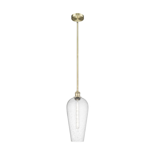 Innovations Chelsea 8in 1-Light Mini Pendant | Industrial Antique Brass Steel and Seedy Glass | Kitchen Island & Dining Room | Model 616-1S-AB-G456-8SDY