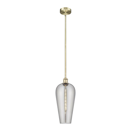 Innovations Chelsea 8in 1-Light Mini Pendant | Industrial Antique Brass Steel and Light Smoked Glass | Kitchen Island & Dining | Model 616-1S-AB-G456-8SM