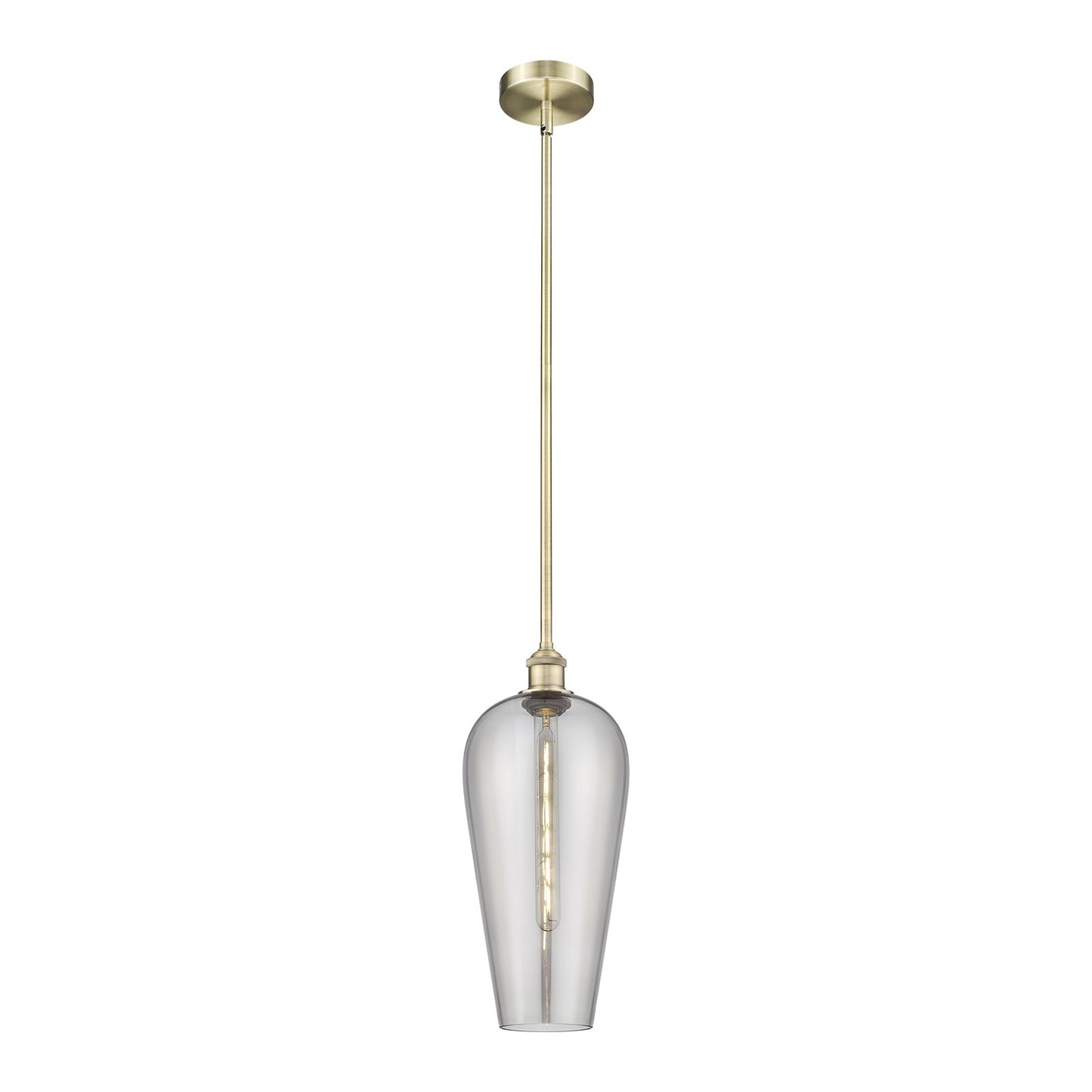 Innovations Chelsea 8in 1-Light Mini Pendant | Industrial Antique Brass Steel and Light Smoked Glass | Kitchen Island & Dining | Model 616-1S-AB-G456-8SM