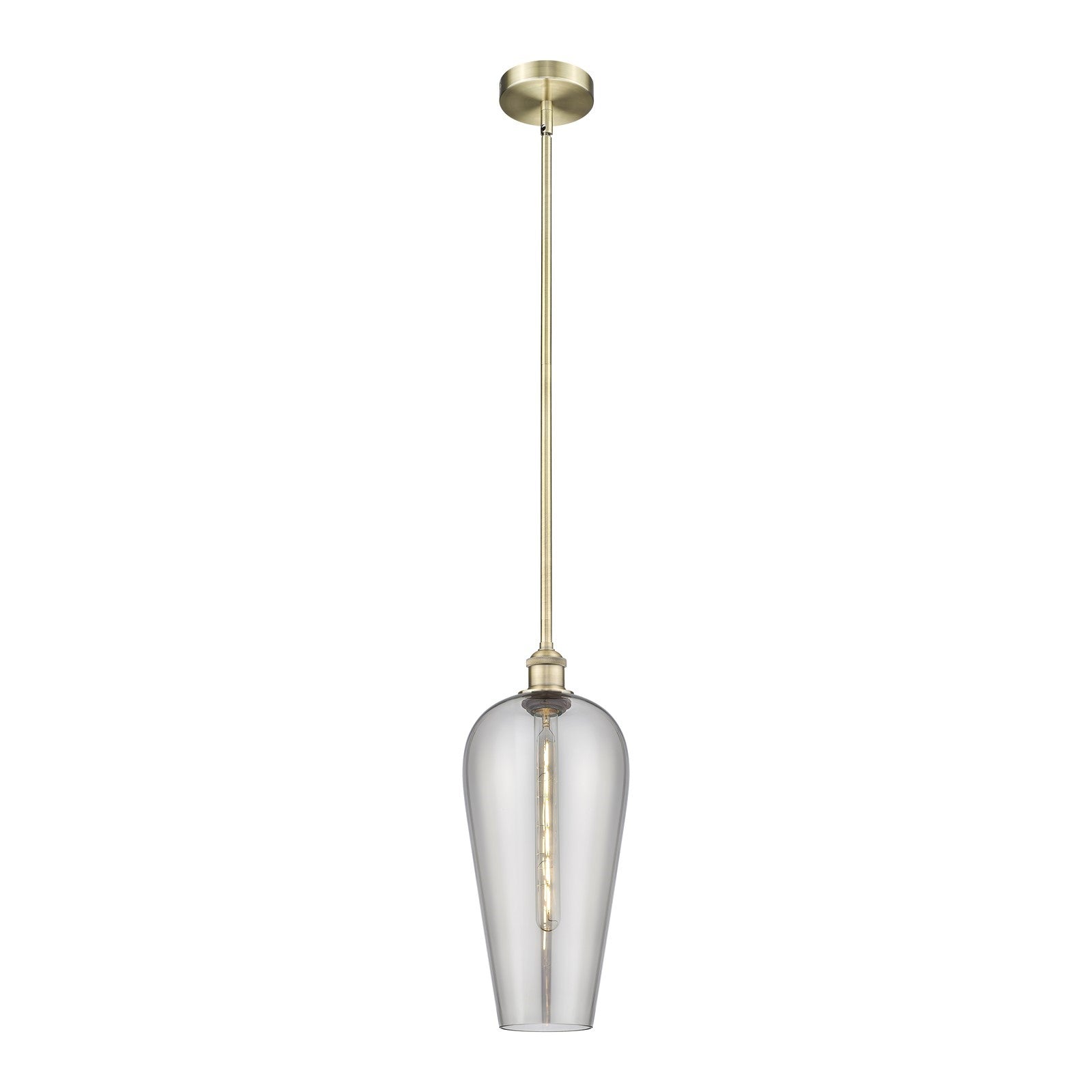 Innovations Chelsea 8in 1-Light Mini Pendant | Industrial Antique Brass Steel and Light Smoked Glass | Kitchen Island & Dining | Model 616-1S-AB-G456-8SM