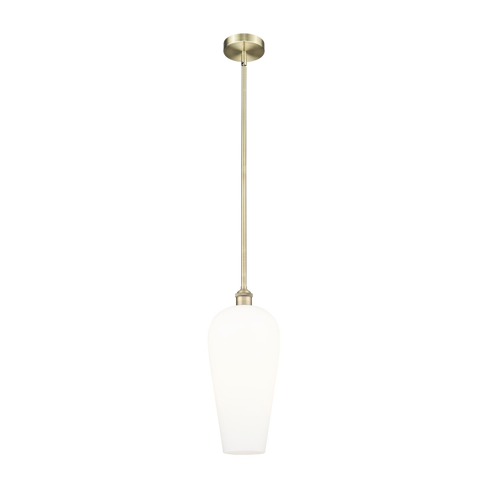 Innovations Chelsea 8in 1-Light Mini Pendant | Industrial Antique Brass Steel and White Glass | Kitchen Island & Dining Room | Model 616-1S-AB-G456-8WH